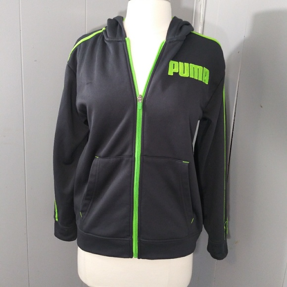 Puma Other - Puma Zip-up Hoodie Charcoal Grey/Lime Green Sz M